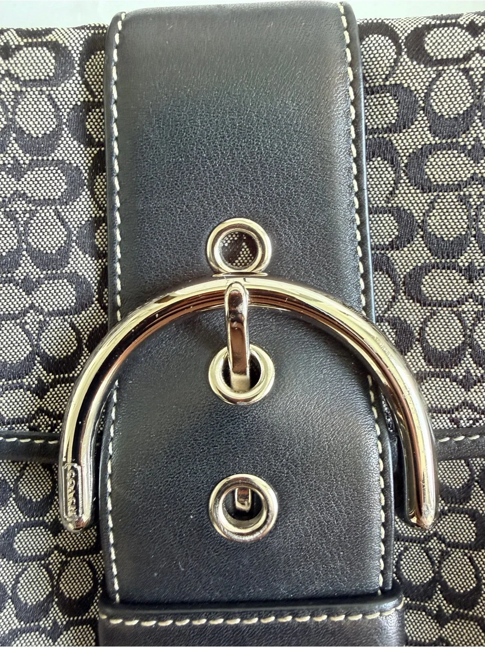 Vintage Coach Small SoHo Y2K Signature Black and Grey Shoulder Bag